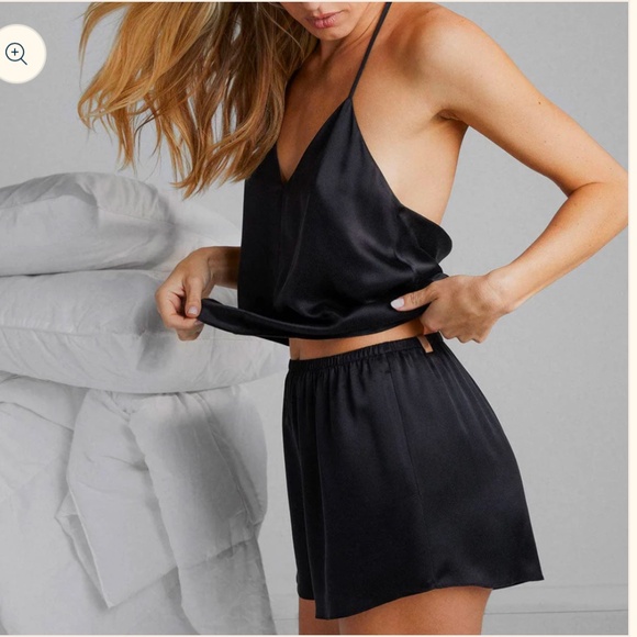 LUNYA BNWT Washable Silk Halter Cami Shorts Set in Black Size L